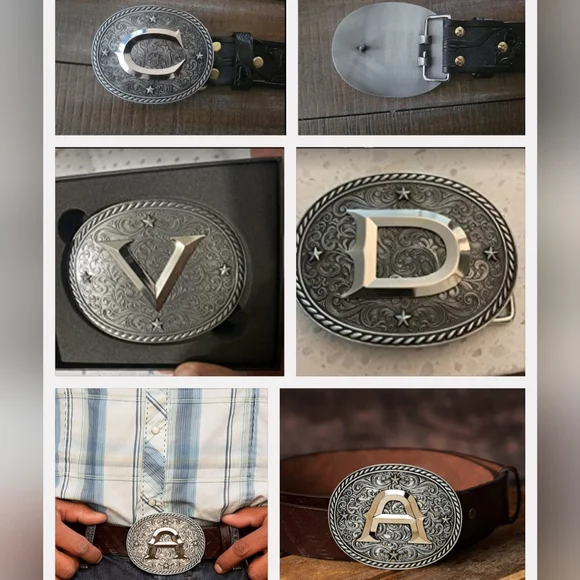New silver western Letter A initial belt buckle. ALL letters usually available - Picture 4 of 4
